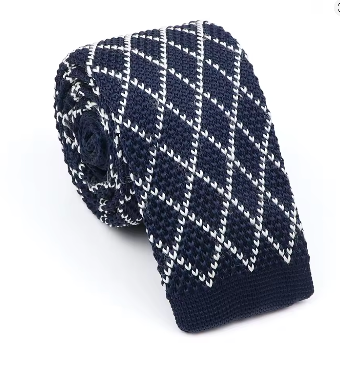 Navy Lattice Sock Tie – Geometric Navy Necktie